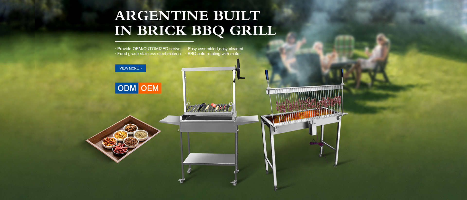Argentinian  Santa Maria Bamboo Skewers BBQ Grills