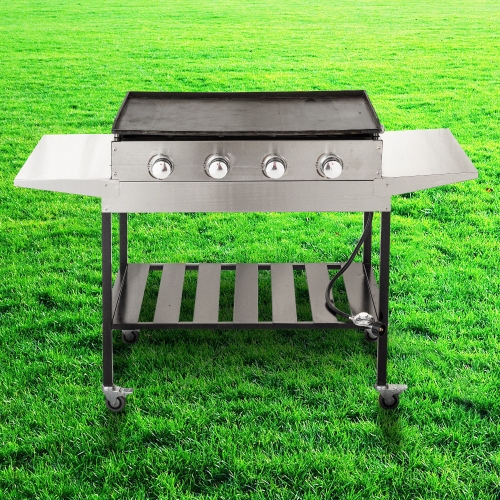 High Quality Stainless Steel Kitchen Teppanyaki BBQ 4 Burner Plancha Gas Grill