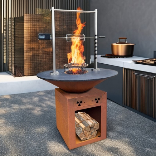 カスタマイズされた火鉢コルテンファイヤーボウルウッドバーニングコルテンスチールブラセロラウンドBBQグリル