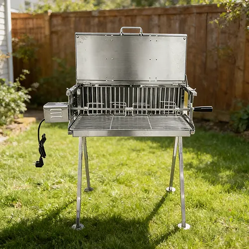 ステンレス製スピットロティサリーツイン垂直ダブルスピットBBQグリル